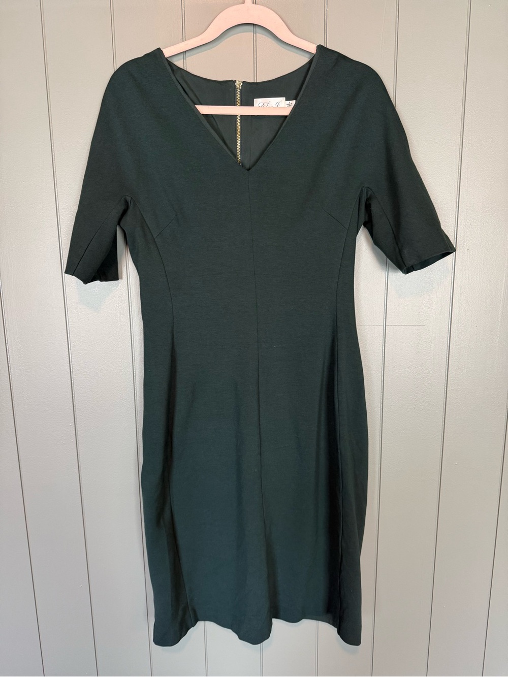 Eliza J Dark Green V-Neck Sheath Dress